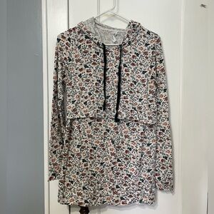 Latched Mama Floral Hooded Nursing Top with Green Accents
